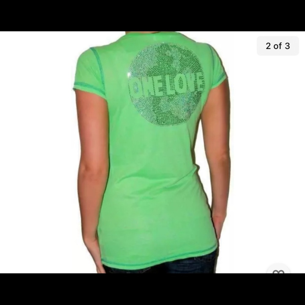 Green Earth Bling Burn-out One Love T-shirt top